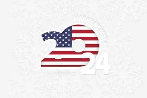 New Year 2024 for USA on snowflake background. vector