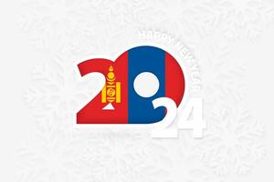 New Year 2024 for Mongolia on snowflake background. vector