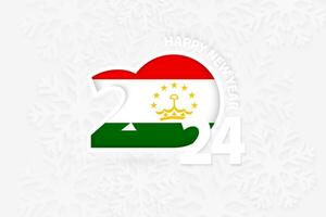 New Year 2024 for Tajikistan on snowflake background. vector
