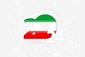 New Year 2024 for Iran on snowflake background. vector