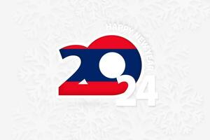 nuevo año 2024 para Laos en copo de nieve antecedentes. vector