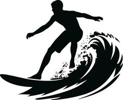 surfer on the wave vector illustration. AI generated illustration.