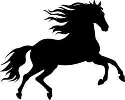 Running horse black silhouette. Vector illustration. AI generated illustration.