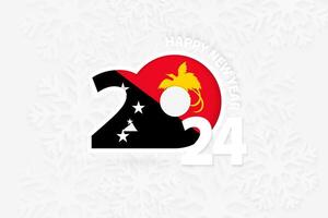 New Year 2024 for Papua New Guinea on snowflake background. vector