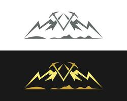 montaña oro minería empresa logo concepto vector modelo.