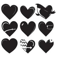 A black Silhouette Heart set Clipart on a white background vector