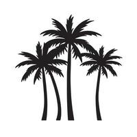 un negro silueta palma árbol conjunto clipart en un blanco antecedentes vector