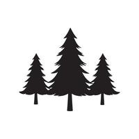 A black Silhouette Pine Tree set Clipart on a white background vector