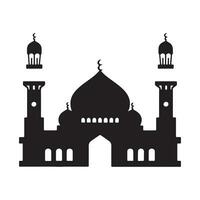 A black Silhouette Mosque set Clipart on a white background vector