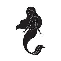 un negro silueta sirena conjunto clipart en un blanco antecedentes vector