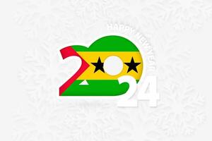 New Year 2024 for Sao Tome and Principe on snowflake background. vector