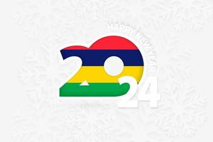 New Year 2024 for Mauritius on snowflake background. vector