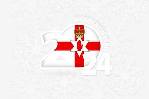 New Year 2024 for Northern Ireland on snowflake background. vector