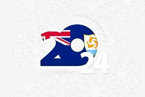 New Year 2024 for Anguilla on snowflake background. vector