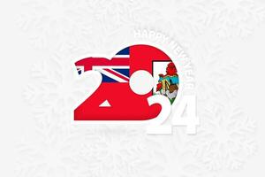 New Year 2024 for Bermuda on snowflake background. vector