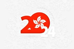 New Year 2024 for Hong Kong on snowflake background. vector