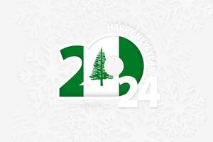 New Year 2024 for Norfolk Island on snowflake background. vector