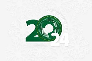 New Year 2024 for African Union on snowflake background. vector