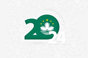 nuevo año 2024 para Macao en copo de nieve antecedentes. vector