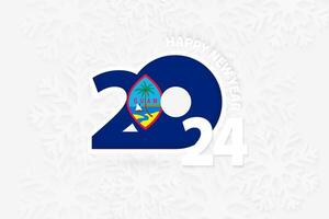 New Year 2024 for Guam on snowflake background. vector