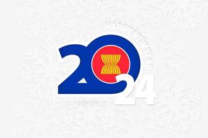 New Year 2024 for ASEAN on snowflake background. vector