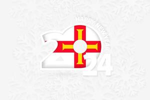 New Year 2024 for Guernsey on snowflake background. vector