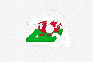 New Year 2024 for Wales on snowflake background. vector