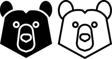 bear icon, sign, or symbol in glyph and line style isolated on transparent background. Vector illustration