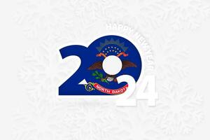 New Year 2024 for North Dakota on snowflake background. vector