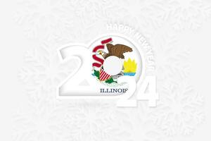 New Year 2024 for Illinois on snowflake background. vector