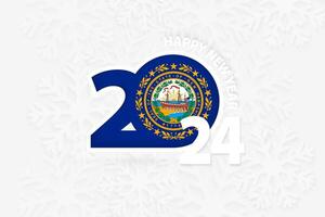 New Year 2024 for New Hampshire on snowflake background. vector