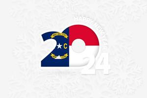 New Year 2024 for North Carolina on snowflake background. vector