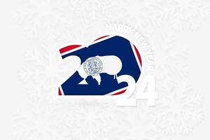 New Year 2024 for Wyoming on snowflake background. vector