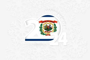 nuevo año 2024 para Oeste Virginia en copo de nieve antecedentes. vector