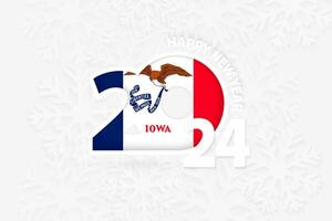 New Year 2024 for Iowa on snowflake background. vector