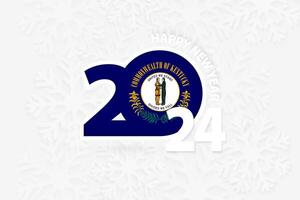 New Year 2024 for Kentucky on snowflake background. vector