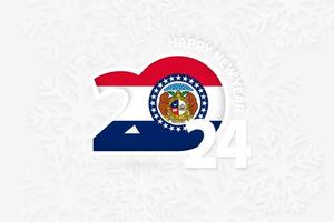 New Year 2024 for Missouri on snowflake background. vector
