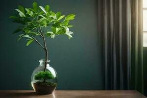 AI generated a small plant in a vase on a table photo