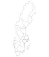 Map of Sweden. Sweden provinces map in white color png