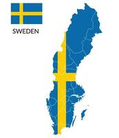 Suecia mapa. mapa de Suecia con sueco bandera vector