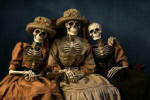 AI generated Portrait photo of skeleton family