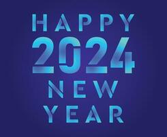 Happy New Year 2024 Abstract Cyan Graphic Design Vector Logo Symbol Illustration With Blue Background