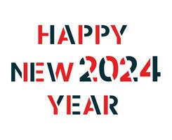 Happy New Year 2024 Abstract Blue And Red Graphic Design Vector Logo Symbol Illustration