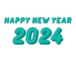 Happy New Year 2024 Abstract Cyan Graphic Design Vector Logo Symbol Illustration