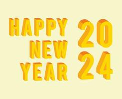 Happy New Year 2024 Abstract Yellow Graphic Design Vector Logo Symbol Illustration