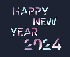 Happy New Year 2024 Abstract Graphic Design Vector Logo Symbol Illustration With Black Background