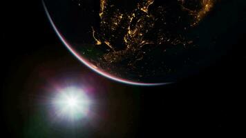 Earth at night with city lights. Elements of this image furnished by NASA video