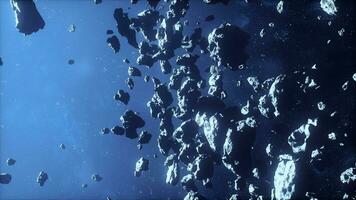 flying through the asteroid belt in outer space video