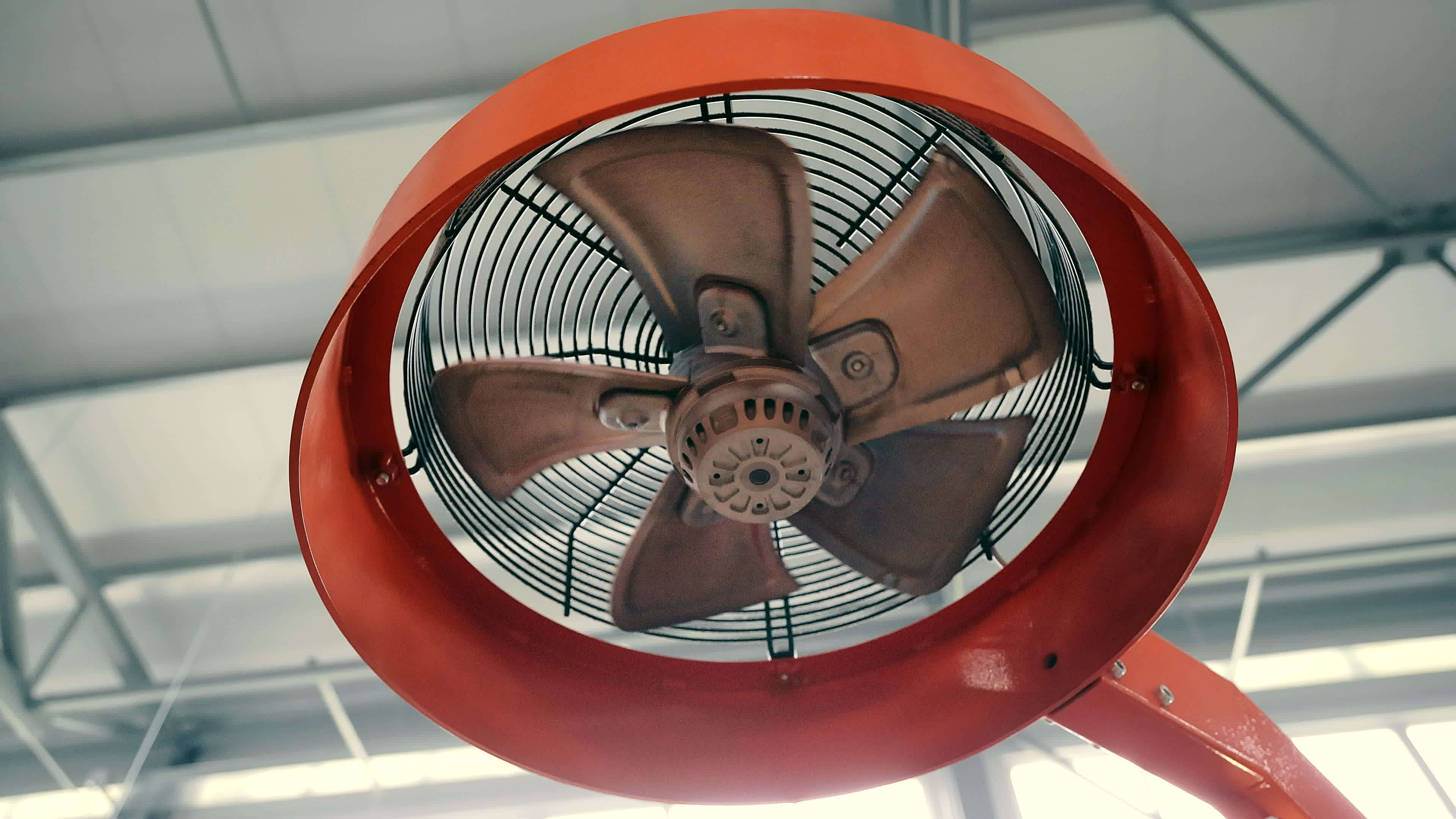 Industrial fan that works for cooling in production. The fan blades