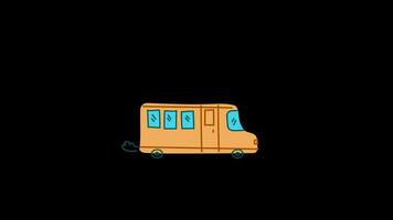 Cartoon School Bus Animation On Alpha Channel video